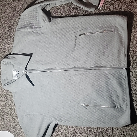 STUNNING JENNIFER MOORE GREY ZIP UP QUILTED SWEATSHIRT - Picture 1 of 6